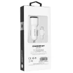 S-Link Autós töltő - SL-EC30L (2db USB, 5V/2.4A/3,4A, 17W, Lightning, 100cm adat+töltőkábel, fehér)