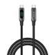 S-Link kábel - LCC-0100 (LED kijelző, 100W, Gyorstöltés, Type-C to Type-C 100cm adat+töltőkábel, fekete, fonott)