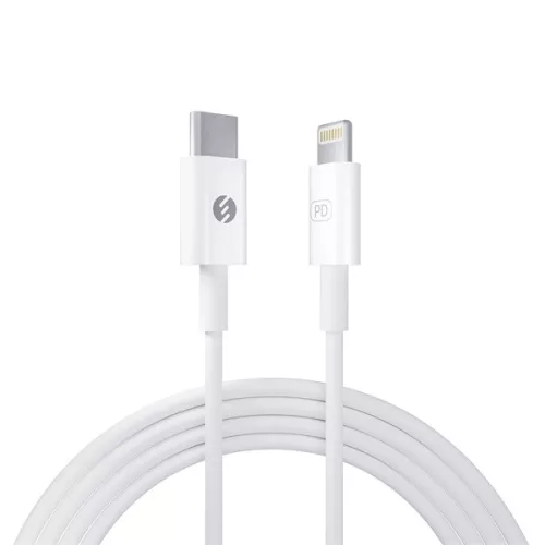S-Link kábel - SL-C120 (2A, 20W, Gyorstöltés, Type-C to Lightning, adat+töltőkábel, fehér, 1m)