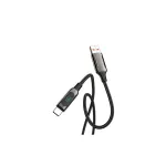 S-Link kábel - UC-066 (LED kijelző, 66W, Gyorstöltés, Type-C, 100cm adat+töltőkábel, fekete, fonott)