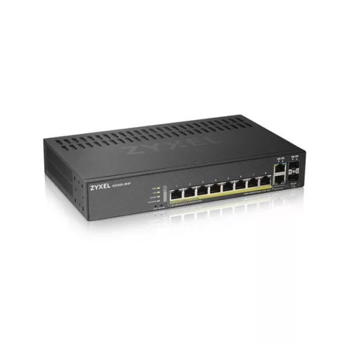 ZYXEL Switch 8x1000Mbps (8xPOE) + 2xGigabit kombó SFP+, Fémházas Menedzselhető (8GbE port), GS1920-8HPV2-EU0101F
