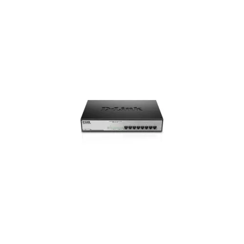 D-LINK Switch 8x1000Mbps (8xPOE) Fémházas Asztali Rackes, DGS-1008MP