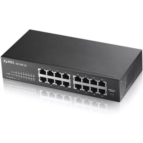 ZYXEL Switch 16x1000Mbps Fémházas Rackes, GS1100-16-EU0104F