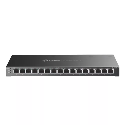 TP-LINK Switch 16x1000Mbps (8xPOE+), Fémházas Asztali Menedzselhető, SG2016P