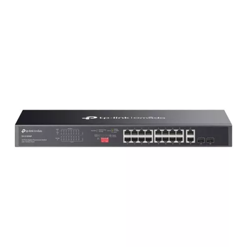 TP-LINK Switch 16x1000Mbps (POE+) + 2xGigabit SFP Fémházas Rackes, DS1018GMP