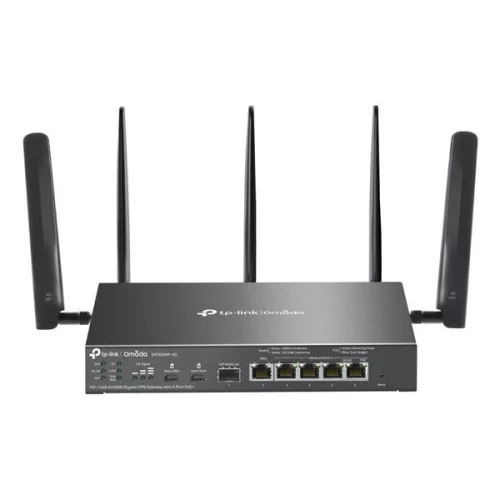 TP-LINK Vezetékes Omada AX3000 VPN Router 1xWAN(1000Mbps) + 4x1000Mbps(POE+) + 1xSFP + 1xSIM, ER706WP-4G