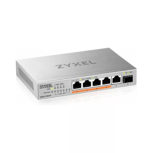 ZYXEL Switch 5x2.5Gbps(4xPOE++) + 1xSFP+  Fémházas Asztali, XMG-105HP-EU0101F