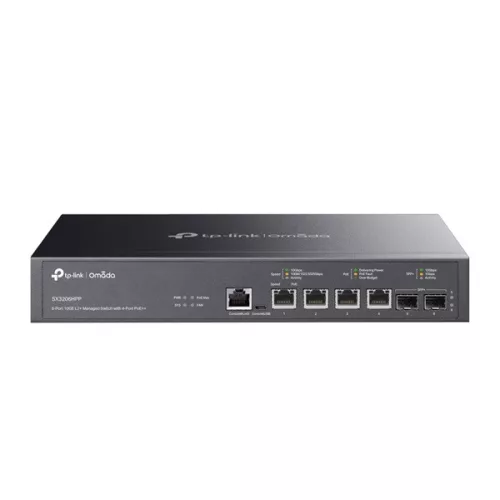 TP-LINK Switch 4x10Gbps(4x10G POE++) + 2x10G SFP+, Menedzselhető Rackes, SX3206HPP