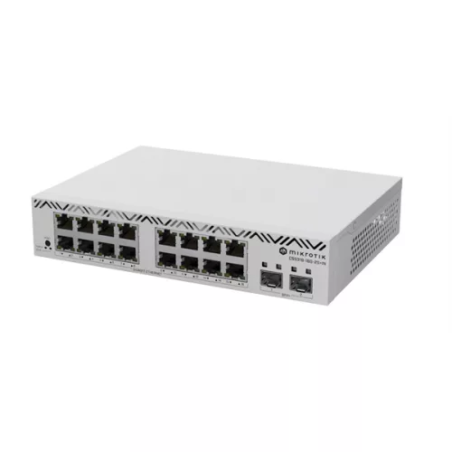 MIKROTIK Switch 16x1000Mbps + 2x10Gbps SFP+, Fémházas, Rackes, CSS318-16G-2S+IN