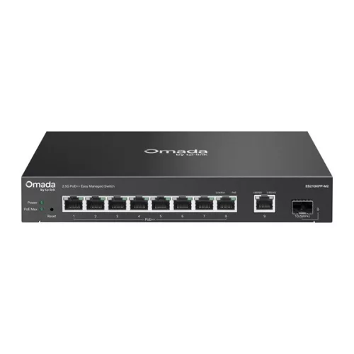 TP-LINK Switch 8x2.5Gbps(8xPOE++) + 1x10Gbps +1xSFP+ Fémházas Easy Smart (Omada), ES210XPP-M2