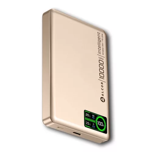 Alcor MS10000 Qi2 vezeték nélküli vésztöltő / külső akkumulátor 10000 mAh, 20 W - rózsa arany