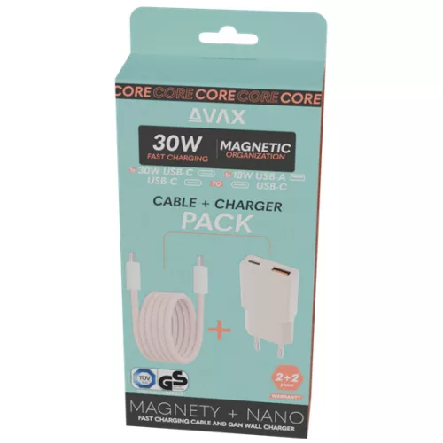 AVAX CH641P & CB610P – 30W GaN Gyorstöltő & 100W Mágneses USB-C Kábelcsomag
