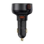 Baseus Enjoyment Pro autós gyorstöltő 60W, USB Type-A + USB Type-C automata behúzós kábel, fekete