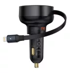 Baseus Enjoyment Pro autós gyorstöltő 55W, USB Type-A + iPhone automata behúzós kábel, fekete