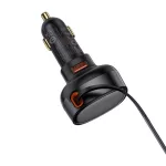 Baseus Enjoyment Pro autós gyorstöltő 55W, USB Type-A + iPhone automata behúzós kábel, fekete