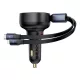 Baseus Enjoyment Pro autós gyorstöltő 60W, USB Type-C + USB Type-C/iPhone automata behúzós kábel, fekete