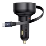 Baseus Enjoyment Pro autós gyorstöltő 60W, USB Type-C + USB Type-C automata behúzós kábel, fekete