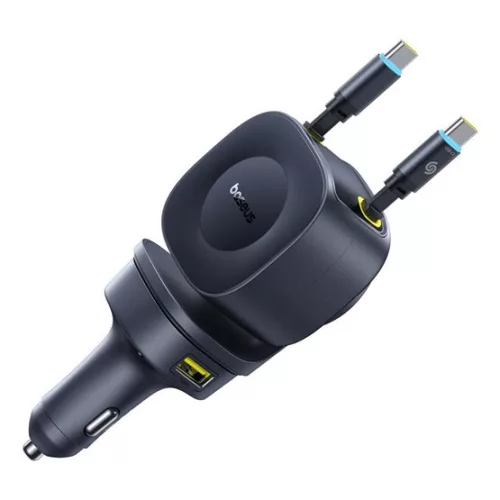 Baseus PrimeTrip VR2 Max autós gyorstöltő 100W, 3×USB Type-C + 1×USB Type-A, 2×automata behúzós kábel, fekete