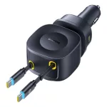 Baseus PrimeTrip VR2 Max autós gyorstöltő 100W, 3×USB Type-C + 1×USB Type-A, 2×automata behúzós kábel, fekete