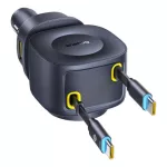 Baseus PrimeTrip VR2 Max autós gyorstöltő 100W, 3×USB Type-C + 1×USB Type-A, 2×automata behúzós kábel, fekete