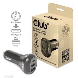   Club3D CAC-1921 autós gyorstöltő 36W, 2×USB Type-A, USB Type-C