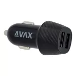 AVAX CC301B CARLY 2×USB-A 12W autós töltő, fekete