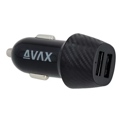 AVAX CC301B CARLY 2×USB-A 12W autós töltő, fekete