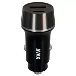 AVAX CC304B CARLY USB-C (PD3.0)+USB-A (QC) 38W autós töltő, fekete