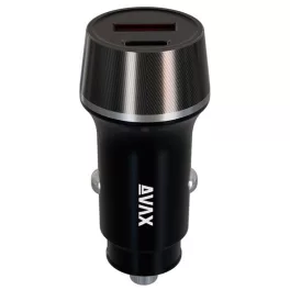   AVAX CC304B CARLY USB-C (PD3.0)+USB-A (QC) 38W autós töltő, fekete