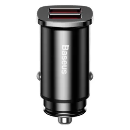   Baseus Square Metal autós gyorstöltő 30W, 2×USB Type-A, fekete