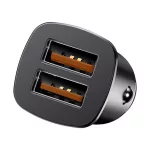Baseus Square Metal autós gyorstöltő 30W, 2×USB Type-A, fekete