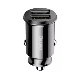 Baseus Grain autóstöltő 3,1 A, 2×USB Type-A, fekete
