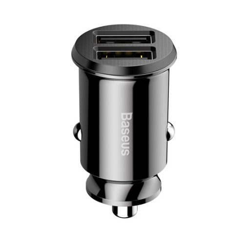 Baseus Grain autóstöltő 3,1 A, 2×USB Type-A, fekete
