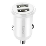 Baseus Grain Pro autóstöltő 24W, 2×USB Type-A, fehér