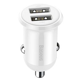 Baseus Grain Pro autóstöltő 24W, 2×USB Type-A, fehér