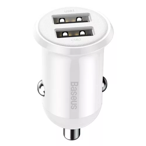 Baseus Grain Pro autóstöltő 24W, 2×USB Type-A, fehér