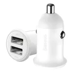 Baseus Grain Pro autóstöltő 24W, 2×USB Type-A, fehér