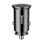 Baseus Circular Plastic autós gyorstöltő 30W, USB Type-A + USB Type-C, fekete