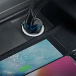 Baseus Circular Plastic autós gyorstöltő 30W, USB Type-A + USB Type-C, fekete