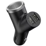Baseus Y Type autóstöltő 17W, 2×USB Type-A + szivargyújtó kimenet, fekete