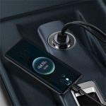 Baseus Share Together PPS autós gyorstöltő 120W, 3×USB Type-A + USB Type-C, beépített kábel, 1,5 m, szürke