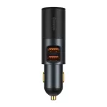 Baseus Share Together autós gyorstöltő, 60W, 2×USB Type-A + szivargyújtó kimenet, szürke