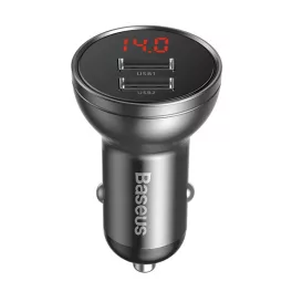   Baseus Digital Display autóstöltő 24W, 2×USB Type-A, szürke