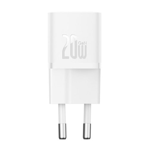 Baseus GaN5 Mini hálózati gyorstöltő 20W, USB Type-C, fehér