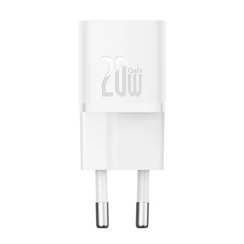 Baseus GaN5 Mini hálózati gyorstöltő 20W, USB Type-C, fehér