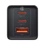 Baseus GaN5 Pro hálózati gyorstöltő 65W, 2×USB Type-C + USB Type-A, fekete + 100W USB Type-C, 1m kábel