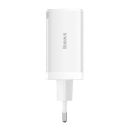   Baseus GaN5 Pro hálózati gyorstöltő 65W, 2×USB Type-C + USB Type-A, fehér + 100W USB Type-C, 1m kábel