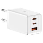 Baseus GaN5 Pro hálózati gyorstöltő 65W, 2×USB Type-C + USB Type-A, fehér + 100W USB Type-C, 1m kábel