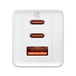 Baseus GaN5 Pro hálózati gyorstöltő 65W, 2×USB Type-C + USB Type-A, fehér + 100W USB Type-C, 1m kábel