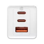 Baseus GaN5 Pro hálózati gyorstöltő 65W, 2×USB Type-C + USB Type-A, fehér + 100W USB Type-C, 1m kábel